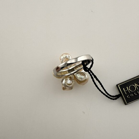Honora Pearl Ring Flower Floral Sterling Silver 925 sz 8 Cluster Layer Pastel - Picture 7 of 11